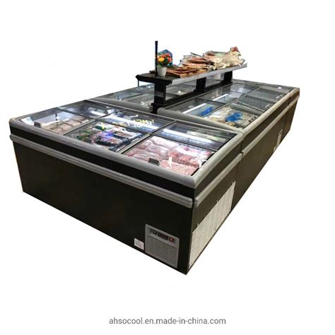 Supermarket Island Display Merchandiser Chest Freezer With Static