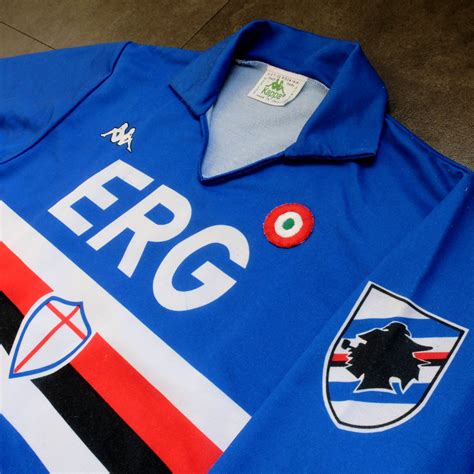 Sampdoria Home Football Shirt Sponsored By Erg Mobile