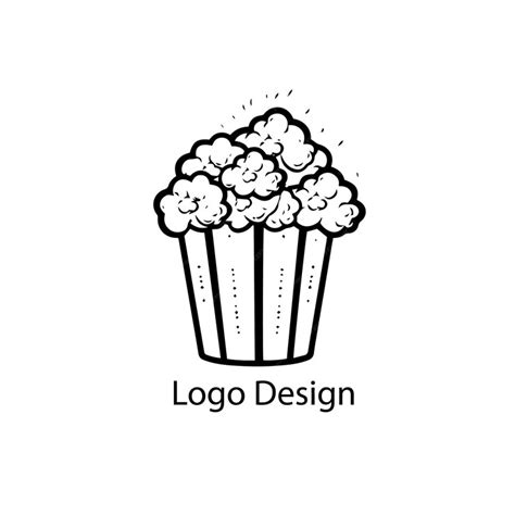Premium Vector | Popcorn logo design black simple flat icon on white ...