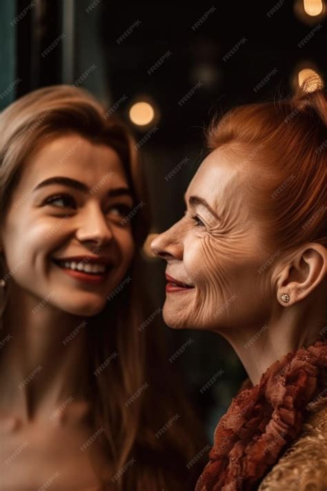 Premium Ai Image Happy Mother And Daughter Looking At Each Other