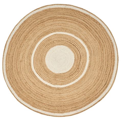 Beliani Tapis En Jute Beige Et Blanc ⌀ 140 Cm Halfeli Leroy Merlin