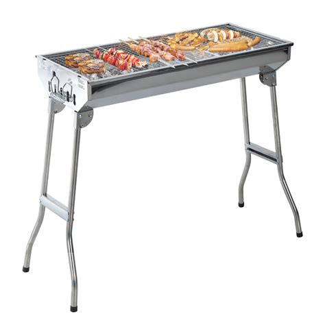 Outsunny Gratar Barbecue Portabil si Pliabil in Otel Inox, 73x33x71cm ...