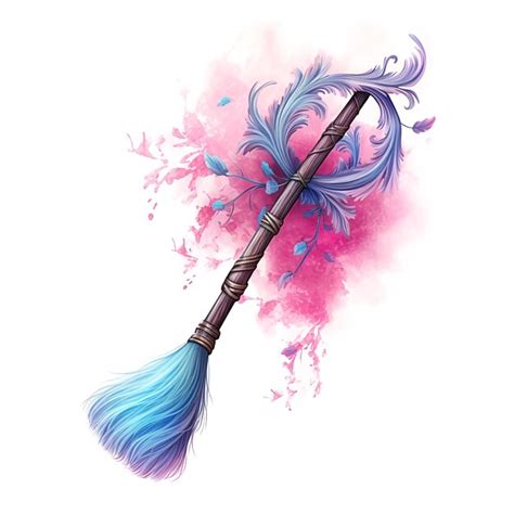 Premium Ai Image Halloween Pastel Watercolor Witch Broom