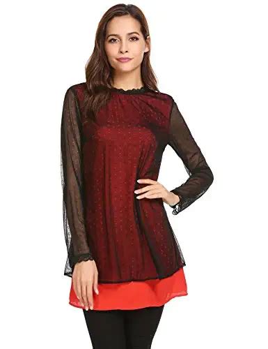 Zeagoo Women S Clubwear Sheer Mesh Tops A Line Layered Chiffon Flowy