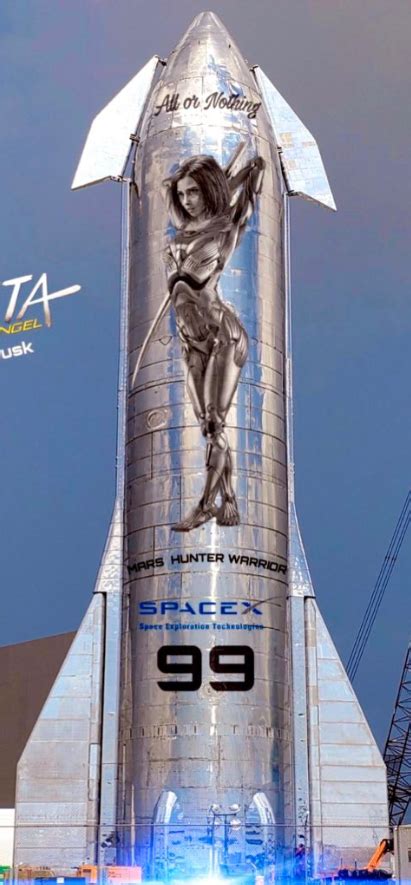 Elon Musk Reveals Starship Rocket With Scantily Clad Battle Angel On