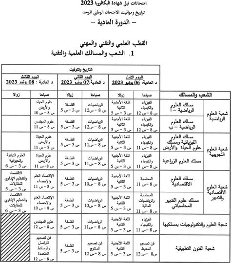 تاريخ اجتياز الامتحان الوطني البكالوريا 2023 والاعلان عن النتائج