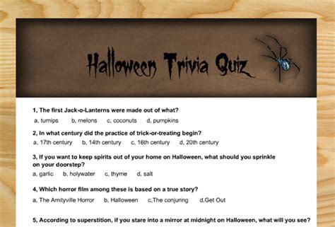 Free Printable Halloween Trivia Quiz for Adults