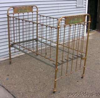 Antique Shabby Chic Cast Iron Metal Baby Bed Crib