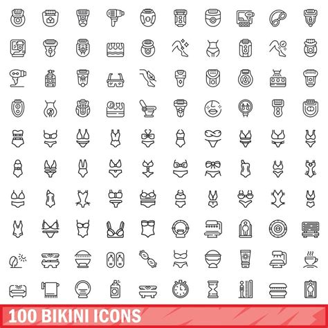 Bikini Symbole Satz Gliederung Stil Vektor Kunst Bei Vecteezy