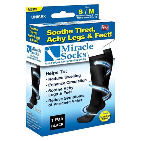 As Seen On Tv Miracle Socks Anti Fatigue Compression Socks Black S M