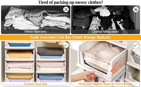 Btggg 4 Pack2 Wardrobe Storage Organiser Stackable Drawer Organizer Collapsible Storage Boxes