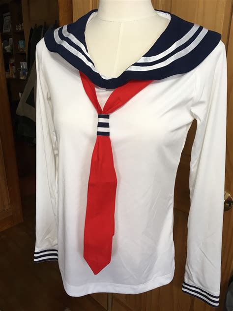 Misses Sailor Collar Top Medium 810 Removable Bow White Etsy