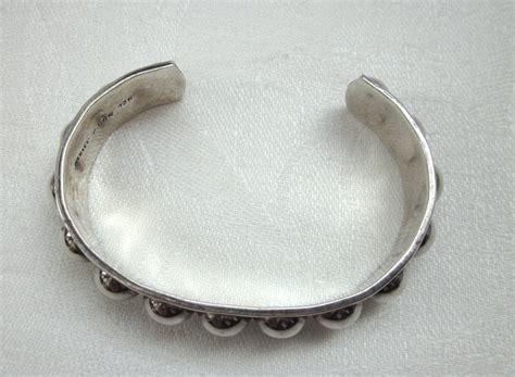 Mexican Sterling Silver Cuff Bracelet Chunky Round Silver Etsy