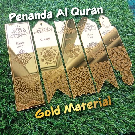 🔥gold🔥 Penanda Al Quranfree Custom Nama Jawi Dan Rumi And Logo🔥limited