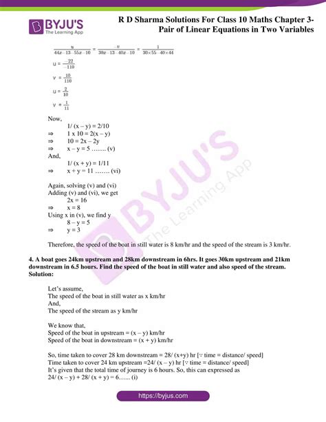 Rd Sharma Solutions For Class Chapter Pair Of Linear Equations In