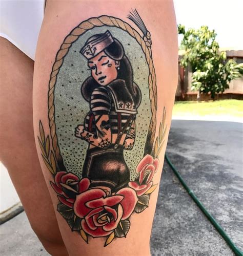 American Traditional Pin Up Girl Tattoos