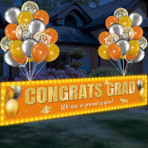 Irenare 2024 LED Graduation Banner Decoration Set Large Congrats Grad