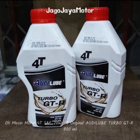 Jual Oli Mesin Motor 4T SAE 20W 50 Original AUDILUBE TURBO GT R 800 Ml