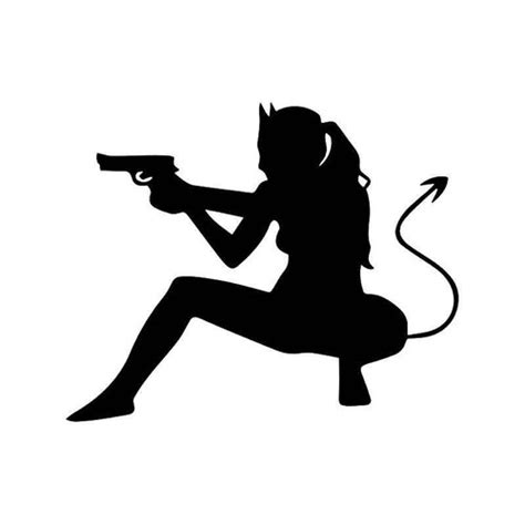 Sexy Devil Girl Gun Pistol Vinyl Sticker