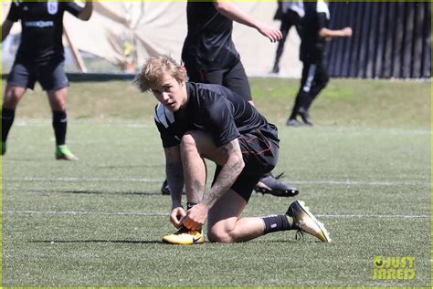 Justin Bieber Plays Soccer With His League On St Patricks Day Photo