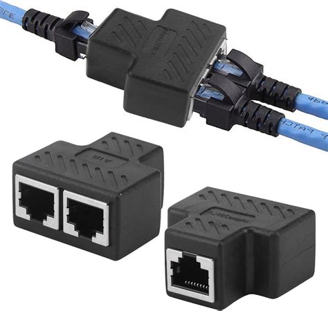 Sunerlory Adaptateur De Câble Ethernet 2 Pièces 1 Entrée 2 Sorties Rj45 Interface Femelle