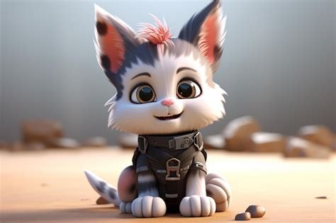 Premium Ai Image Cute Kitten Character 3d