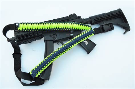 Tactical 550 Paracord Rifle Gun Sling Single Point Quick Detach Blue Neon Tacos Y Mas