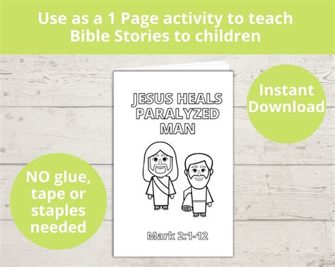 Jesus Heals A Paralyzed Man Bible Story Activity Mini Book Sunday School Craft Homeschool