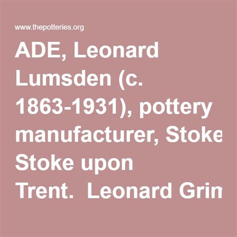 Ade Leonard Lumsden C Pottery Manufacturer Stock Stake