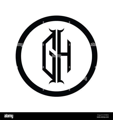 HG Logo Monogram Letter With Hexagon Horn Shape Design Template Stock