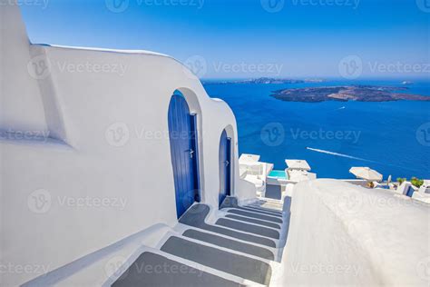 Amazing Panoramic Landscape Luxury Travel Vacation Oia Town Stairs