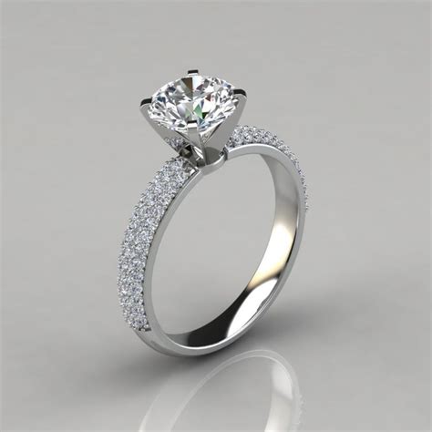 Micro Pave Cushion Cut Moissanite Engagement Ring