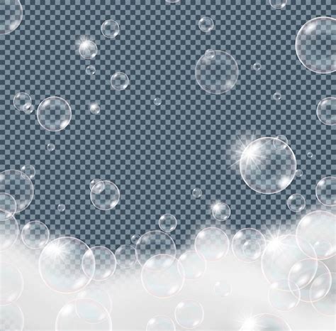 Soap Foam Bubbles Isolated On Transparent Background Realistic Looking