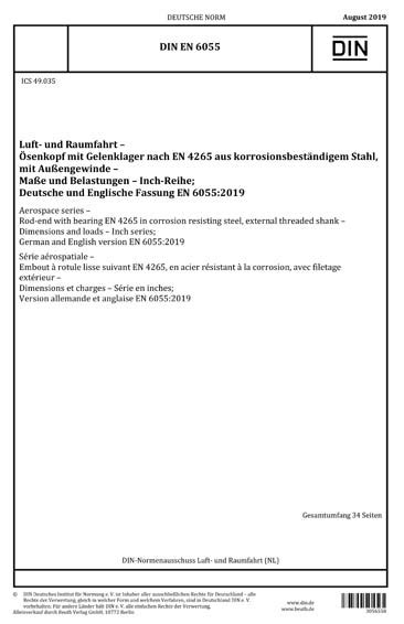 DIN EN 6055:2019 DE - Luft- und Raumfahrt - Ösenkopf mit Gelenklager ...