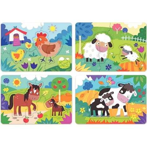 Boite De 4 Puzzles Progressifs Les Animaux De La Ferme MilBulles