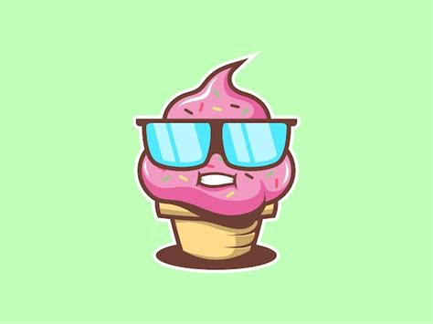 Helado Con Gafas Dise O De Logotipo De Vector De Mascota De Dibujos