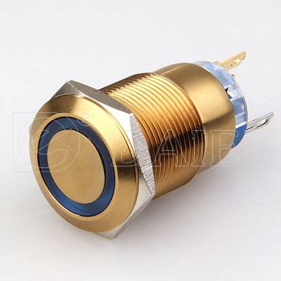 19mm Spst 5pin Latching LED Light Metal Push Button Switch China Push