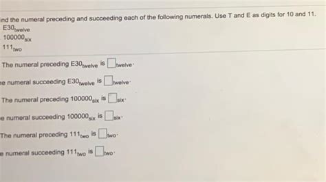 Solved And The Numeral Preceding And Succeeding Each Of The Chegg