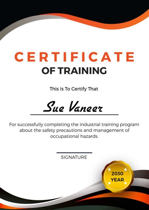 Training Certificate Sample