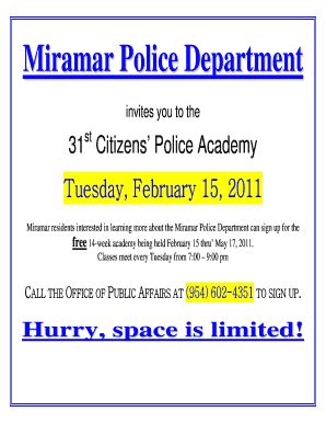 Fillable Online Ci Miramar Fl Miramar Police Department City Of