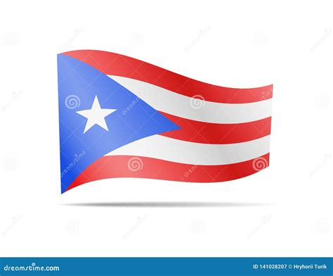 Waving Puerto Rico Flag In The Wind Flag On White Vector Illustration Stock Illustration