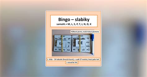 Materiál Bingo slabiky samohl M L S P T J N D K