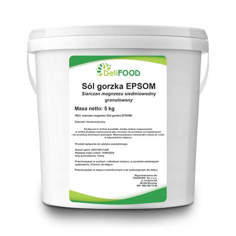 SIARCZAN MAGNEZU SÓL GORZKA EPSOM RZYMSKA 5KG DO KĄPIELI 14370274919