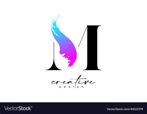 Brush Stroke Letter M Logo Design With Artistic Vector Image