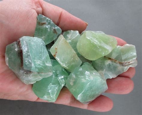 3 Green Calcite Crystals Raw Crystals Clearing Energy