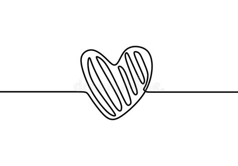 Heart One Line Drawing Scribble Hand Drawn Continuous Love Sign