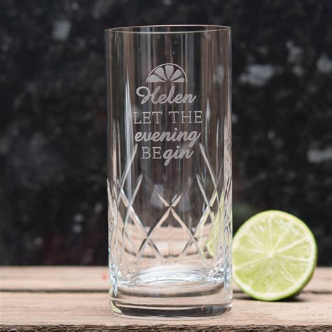 Engraved Crystal Highball Glass Let The Evening Be Gin Uk