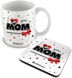 Jhingalala I Love You Mom Printed With Coaster Combo Gift For Mother