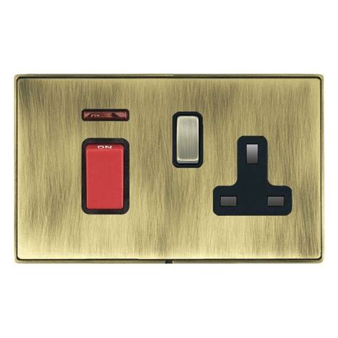 Hamilton Linea Duo Cfx Antique Brass Frameantique Brass Plate 45a Double Pole Switch With Red