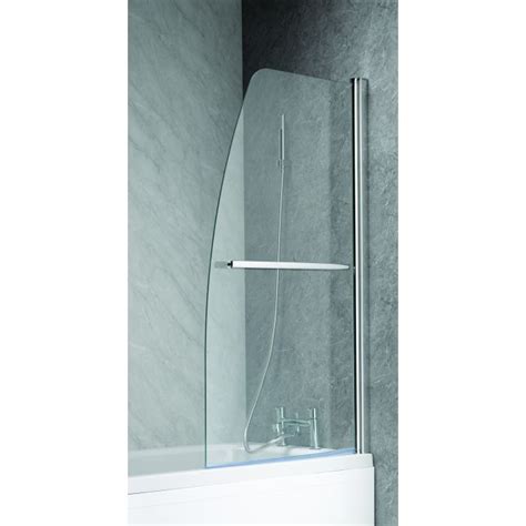 Ascent Half Sail Mm Curved Hinged Bath Screen Silver Frame Clear